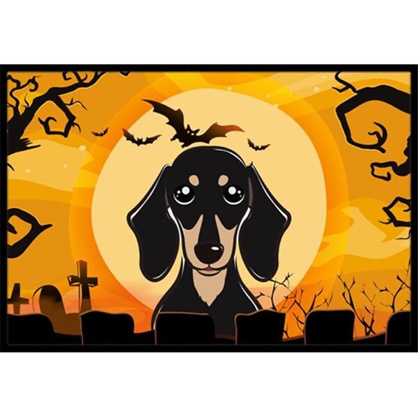 Carolines Treasures BB1773MAT Halloween Smooth Black And Tan Dachshund Indoor & Outdoor Mat; 18 x 27 in. BB1773MAT - main
